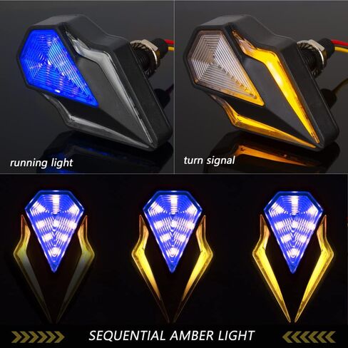 Flush Mount Turn Signals Motorcycle LED Sequential Blinkers 3 Wire Front Indicators Compatible with Yamaha YZF R1 R3 R6 R6S FJ 09 FZ MT 07 09 Honda Kawasaki Suzuki BMW(White&Amber) in Saudi Arabia