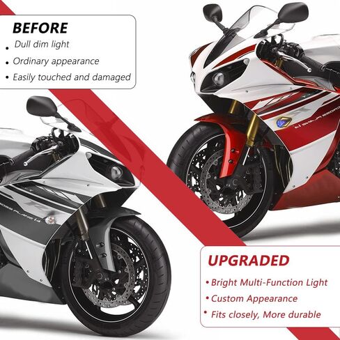 Flush Mount Turn Signals Motorcycle LED Sequential Blinkers 3 Wire Front Indicators Compatible with Yamaha YZF R1 R3 R6 R6S FJ 09 FZ MT 07 09 Honda Kawasaki Suzuki BMW(White&Amber) in Saudi Arabia