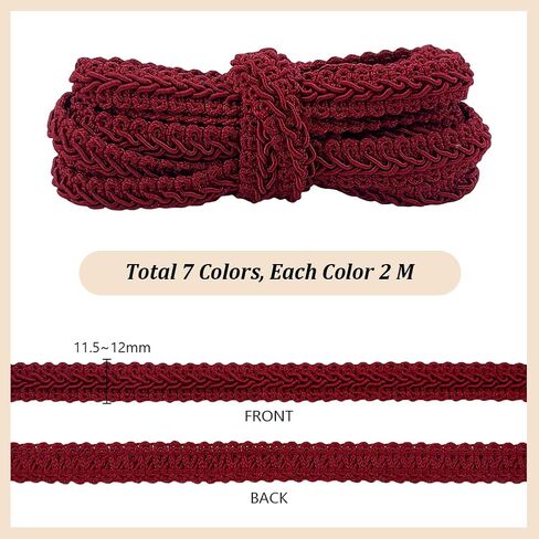 PH PandaHall 15.3 Yards 7 Colors Gimp Trim Braid Lace, 1/2 inch Centipede Braid Trim Decorative Craft Lace Ribbon Sewing Trim Polyester Gimp for Upholstery Curtain Costume Crafts Sewing in Saudi Arabia