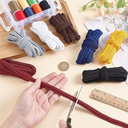 PH PandaHall 15.3 Yards 7 Colors Gimp Trim Braid Lace, 1/2 inch Centipede Braid Trim Decorative Craft Lace Ribbon Sewing Trim Polyester Gimp for Upholstery Curtain Costume Crafts Sewing in Saudi Arabia