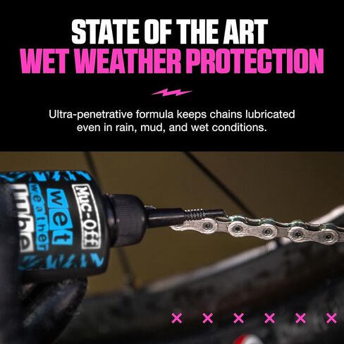 Muc-Off Chain Wet Lube 50ml 2-Pack | مادة تشحيم سلسلة دراجات قابلة للتحلل الحيوي | يقلل الاحتكاك ويطيل عمر السلسلة | تركيبة شمعية تطرد الماء | مناسبة لدراجات MTB ودراجات الطرق in Saudi Arabia