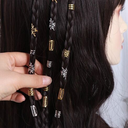 Mixed Hair Rings Set 40PCS Braids Accessories Adjustable Dreadlocks Beads Charm Hair Braid Tubes (silver) in Saudi Arabia