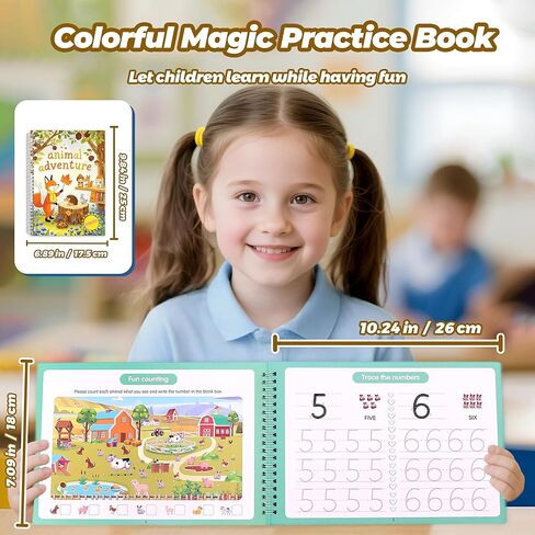 Magic Grooved Writing Practice Books For Kids，Reusable Letters And Numbers Grooved Handwriting Workbooks，Suitable For Ages 3-5 And 6-8 Preschool Kindergarten Children Learning activities in Saudi Arabia