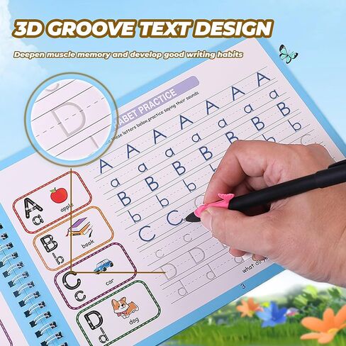 Magic Grooved Writing Practice Books For Kids，Reusable Letters And Numbers Grooved Handwriting Workbooks，Suitable For Ages 3-5 And 6-8 Preschool Kindergarten Children Learning activities in Saudi Arabia