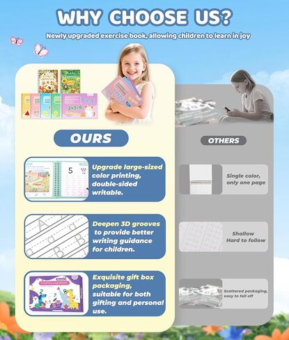 Magic Grooved Writing Practice Books For Kids，Reusable Letters And Numbers Grooved Handwriting Workbooks，Suitable For Ages 3-5 And 6-8 Preschool Kindergarten Children Learning activities in Saudi Arabia