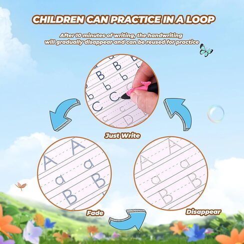 Magic Grooved Writing Practice Books For Kids，Reusable Letters And Numbers Grooved Handwriting Workbooks，Suitable For Ages 3-5 And 6-8 Preschool Kindergarten Children Learning activities in Saudi Arabia