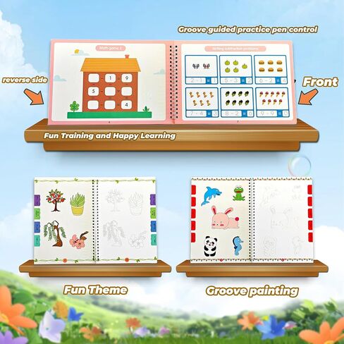 Magic Grooved Writing Practice Books For Kids，Reusable Letters And Numbers Grooved Handwriting Workbooks，Suitable For Ages 3-5 And 6-8 Preschool Kindergarten Children Learning activities in Saudi Arabia