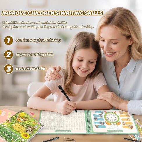 Magic Grooved Writing Practice Books For Kids，Reusable Letters And Numbers Grooved Handwriting Workbooks，Suitable For Ages 3-5 And 6-8 Preschool Kindergarten Children Learning activities in Saudi Arabia