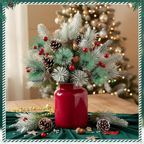 432 Pcs Christmas Artificial Pine Cone Red Berry Set Christmas Wreath Making Decoration Pine Branches Acorns Wooden Stars for Xmas Tree Ornament Supplies Winter Home Party DIY Crafts Holiday in Saudi Arabia