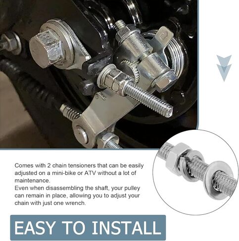 قطعتان من أداة ضبط شد السلسلة 15 مم، شداد سلسلة معدنية للدراجات الصغيرة، شداد ضبط سلسلة الدراجات النارية، لـ 196cc 6.5HP MB200 MBX10 MBX11 دراجة صغيرة 50cc-125cc CRF50 XR70 CT70 in Kuwait
