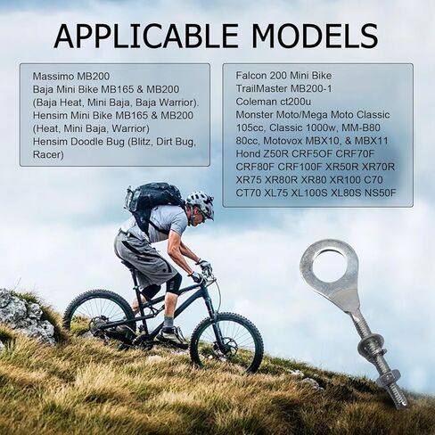 قطعتان من أداة ضبط شد السلسلة 15 مم، شداد سلسلة معدنية للدراجات الصغيرة، شداد ضبط سلسلة الدراجات النارية، لـ 196cc 6.5HP MB200 MBX10 MBX11 دراجة صغيرة 50cc-125cc CRF50 XR70 CT70 in Kuwait