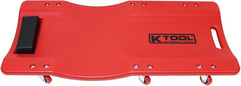 K Tool International 74936 36" Automotive Floor Creeper for Garages, Repair Shops and DIY, HDPE Plastic, Body Fitting Design, Padded Headrest, Built-in Handles, 2" Swivel Casters, 300lb Capacity, Red in Saudi Arabia