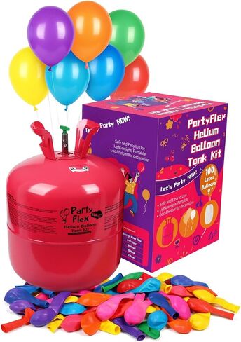 Helium Tank for Balloons – 22L Disposable Helium Balloon Tank Kit Fills Up to 100 Balloons – Includes 50 Balloons & Ribbon – Portable Helium Tank for Birthday, Wedding & Party Decorations in Saudi Arabia