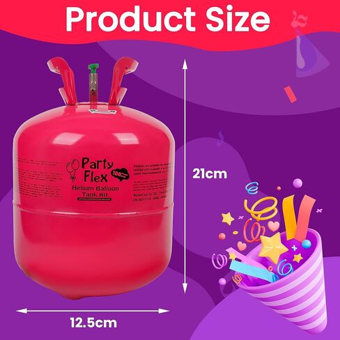 Helium Tank for Balloons – 22L Disposable Helium Balloon Tank Kit Fills Up to 100 Balloons – Includes 50 Balloons & Ribbon – Portable Helium Tank for Birthday, Wedding & Party Decorations in Saudi Arabia