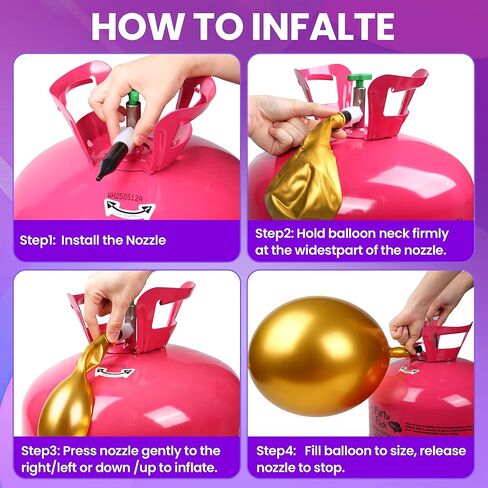 Helium Tank for Balloons – 22L Disposable Helium Balloon Tank Kit Fills Up to 100 Balloons – Includes 50 Balloons & Ribbon – Portable Helium Tank for Birthday, Wedding & Party Decorations in Saudi Arabia