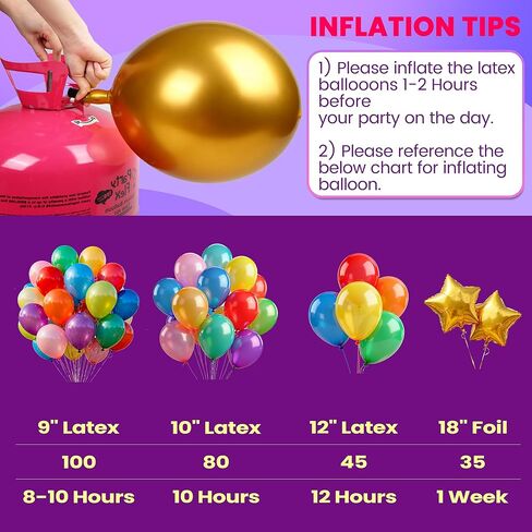 Helium Tank for Balloons – 22L Disposable Helium Balloon Tank Kit Fills Up to 100 Balloons – Includes 50 Balloons & Ribbon – Portable Helium Tank for Birthday, Wedding & Party Decorations in Saudi Arabia
