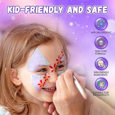 54 Colors Face Painting Kit for Kids,18 Colors Split Cake Water Activated Face Paint Palette, Body Paint for Adults, Non Toxic Makeup Professional for Halloween,Christmas,Cosplay,Parties, Birthdays in Saudi Arabia
