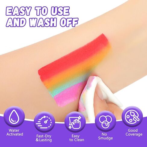 54 Colors Face Painting Kit for Kids,18 Colors Split Cake Water Activated Face Paint Palette, Body Paint for Adults, Non Toxic Makeup Professional for Halloween,Christmas,Cosplay,Parties, Birthdays in Saudi Arabia