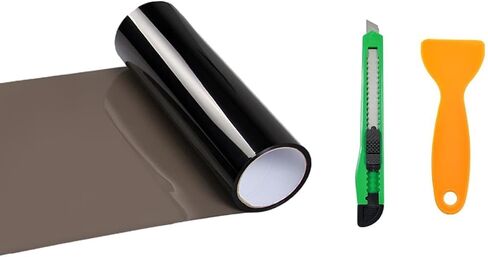 Car Headlight Tint Film, 12×48 Inch Vinyl Vehicle Tail Light Wrap Film Roll with Squeegee & Cutter, Waterproof Vinyl Tinted Sticker for Headlights Fog Lights Tail Lights (Light Black) in Kuwait