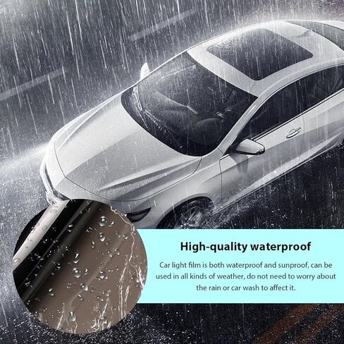 Car Headlight Tint Film, 12×48 Inch Vinyl Vehicle Tail Light Wrap Film Roll with Squeegee & Cutter, Waterproof Vinyl Tinted Sticker for Headlights Fog Lights Tail Lights (Light Black) in Kuwait