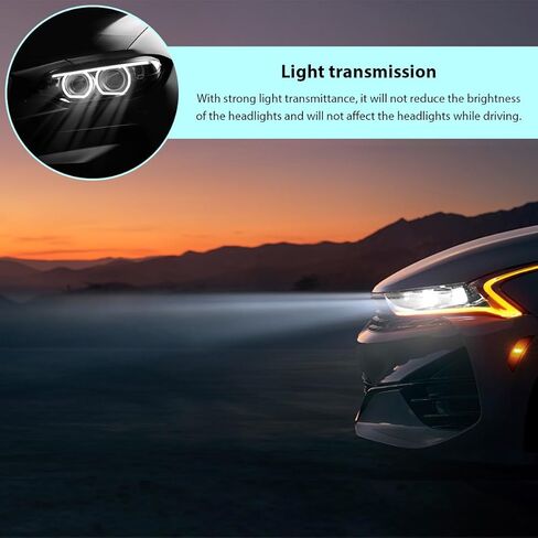Car Headlight Tint Film, 12×48 Inch Vinyl Vehicle Tail Light Wrap Film Roll with Squeegee & Cutter, Waterproof Vinyl Tinted Sticker for Headlights Fog Lights Tail Lights (Light Black) in Kuwait