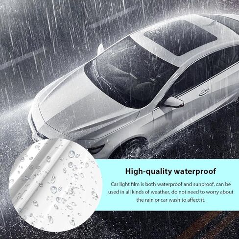 Car Headlight Tint Film, 12×48 Inch Vinyl Vehicle Tail Light Wrap Film Roll with Squeegee & Cutter, Waterproof Vinyl Tinted Sticker for Headlights Fog Lights Tail Lights (Light Black) in Kuwait
