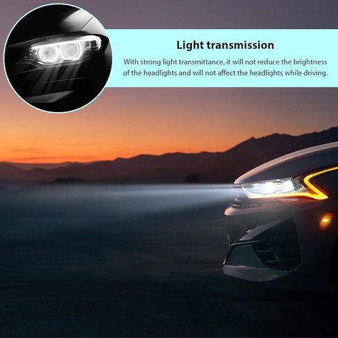 Car Headlight Tint Film, 12×48 Inch Vinyl Vehicle Tail Light Wrap Film Roll with Squeegee & Cutter, Waterproof Vinyl Tinted Sticker for Headlights Fog Lights Tail Lights (Light Black) in Kuwait