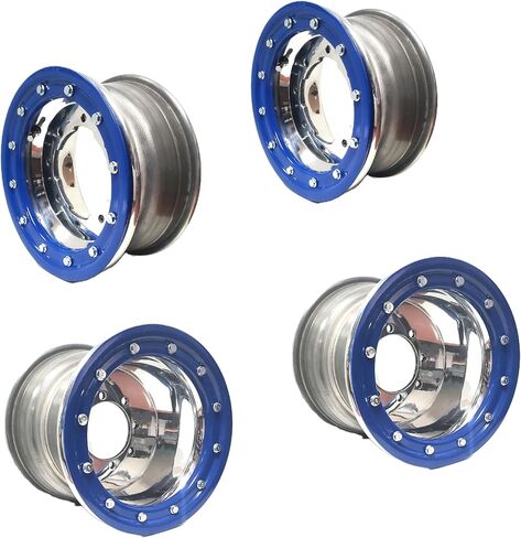 مجموعة Raptor 700 660 350 250 125 ATV مكونة من 4 إطارات عجلات Armat Beadlock - خلفية 9x8 3 +5 أمامية 10x5 3 + 2 مصقولة / زرقاء مصنوعة بواسطة Alba Racing in Kuwait