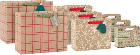 Hallmark Holiday Kraft Gift Bags with Gift Tags (8 Horizontal Bags, 8 Tags: Snowflakes, Mittens, Let It Snow) in Saudi Arabia