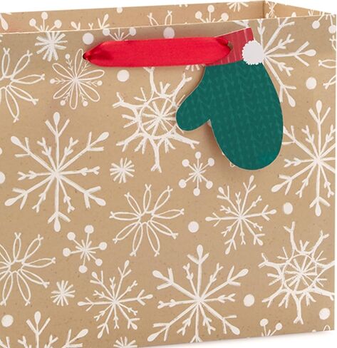 Hallmark Holiday Kraft Gift Bags with Gift Tags (8 Horizontal Bags, 8 Tags: Snowflakes, Mittens, Let It Snow) in Saudi Arabia