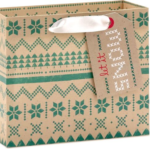 Hallmark Holiday Kraft Gift Bags with Gift Tags (8 Horizontal Bags, 8 Tags: Snowflakes, Mittens, Let It Snow) in Saudi Arabia