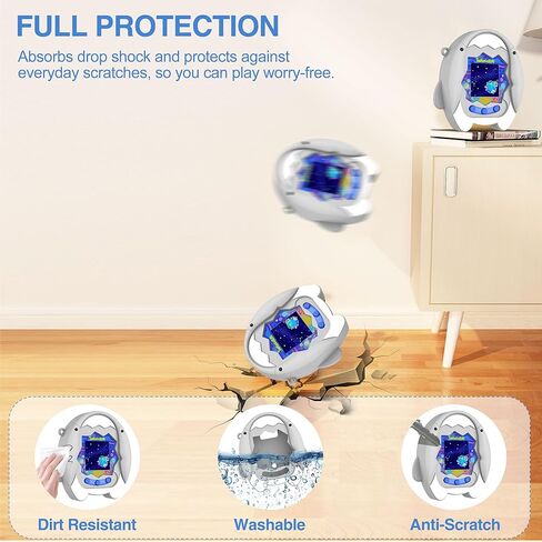 【Connect Without Removal】 for Tamagotchi Paradise Silicone Case, SGHLDE Cute Drop-Proof Protective Case for Tamagotchi Paradise Accessories with Lanyard, Shark in Saudi Arabia