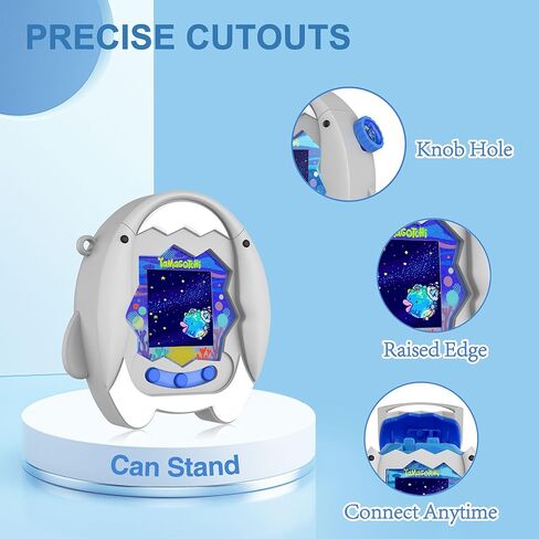 【Connect Without Removal】 for Tamagotchi Paradise Silicone Case, SGHLDE Cute Drop-Proof Protective Case for Tamagotchi Paradise Accessories with Lanyard, Shark in Saudi Arabia
