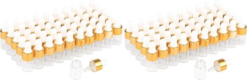 Wresty 50 Pcs Clear Glass Dropper Vails 2ml Mini Essential Oils Sample Dropper Bottles For Traveling Essential Oils Perfume Cosmetic Liquid,With 2 pcs dropper in Kuwait