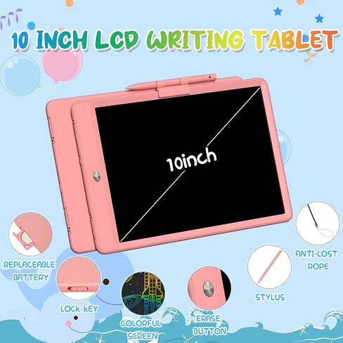 2 حزمة من تابلت الكتابة LCD مقاس 8.5 بوصة قابلة للمسح لوحة رسم للأطفال قابلة لإعادة الاستخدام لوحة خربش إلكترونية ملونة هدايا تعليمية وتعليمية للأعمار 2 3 4 5 6 7 8 سنوات (أزرق + وردي) in Saudi Arabia