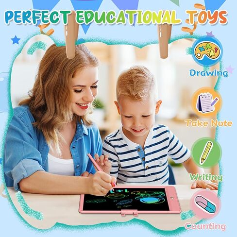 2 حزمة من تابلت الكتابة LCD مقاس 8.5 بوصة قابلة للمسح لوحة رسم للأطفال قابلة لإعادة الاستخدام لوحة خربش إلكترونية ملونة هدايا تعليمية وتعليمية للأعمار 2 3 4 5 6 7 8 سنوات (أزرق + وردي) in Saudi Arabia