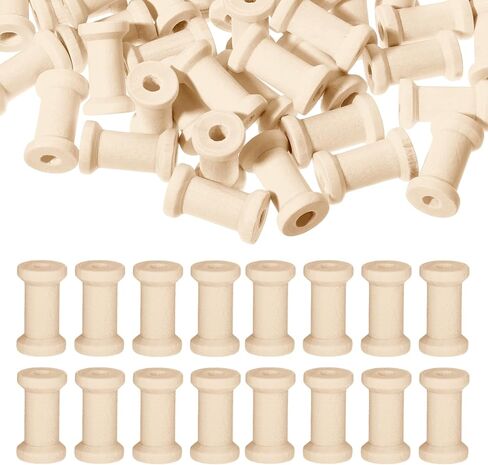 1" Wooden Spools of Crafts Empty Natural Wood Thread Spools Bulk Barrel Empty Thread Spool Antique Wood Spool for Organizing Cord Twine Ribbon Chains Elastic Threads(50Pcs) in Saudi Arabia