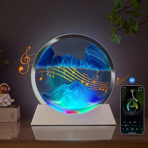Mtadmai فن الرمل المتحرك ديكور الحركة السائلة، فن الرمل مكبر صوت بلوتوث مصباح بجانب السرير قابل للتعتيم متعدد الألوان، مصباح فن الرمل المتحرك لغرفة الأطفال وغرفة المعيشة والمكتب والنوم in Kuwait
