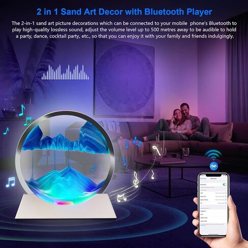 Mtadmai فن الرمل المتحرك ديكور الحركة السائلة، فن الرمل مكبر صوت بلوتوث مصباح بجانب السرير قابل للتعتيم متعدد الألوان، مصباح فن الرمل المتحرك لغرفة الأطفال وغرفة المعيشة والمكتب والنوم in Kuwait