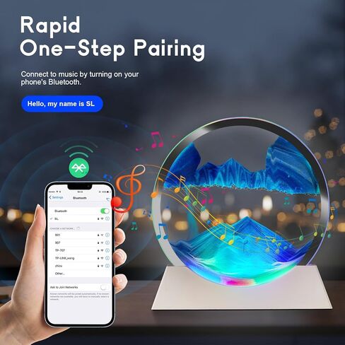 Mtadmai فن الرمل المتحرك ديكور الحركة السائلة، فن الرمل مكبر صوت بلوتوث مصباح بجانب السرير قابل للتعتيم متعدد الألوان، مصباح فن الرمل المتحرك لغرفة الأطفال وغرفة المعيشة والمكتب والنوم in Kuwait