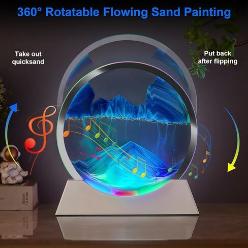 Mtadmai فن الرمل المتحرك ديكور الحركة السائلة، فن الرمل مكبر صوت بلوتوث مصباح بجانب السرير قابل للتعتيم متعدد الألوان، مصباح فن الرمل المتحرك لغرفة الأطفال وغرفة المعيشة والمكتب والنوم in Kuwait