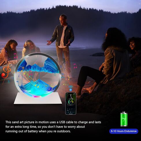 Mtadmai فن الرمل المتحرك ديكور الحركة السائلة، فن الرمل مكبر صوت بلوتوث مصباح بجانب السرير قابل للتعتيم متعدد الألوان، مصباح فن الرمل المتحرك لغرفة الأطفال وغرفة المعيشة والمكتب والنوم in Kuwait
