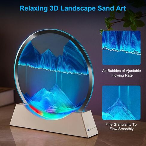 Mtadmai فن الرمل المتحرك ديكور الحركة السائلة، فن الرمل مكبر صوت بلوتوث مصباح بجانب السرير قابل للتعتيم متعدد الألوان، مصباح فن الرمل المتحرك لغرفة الأطفال وغرفة المعيشة والمكتب والنوم in Kuwait