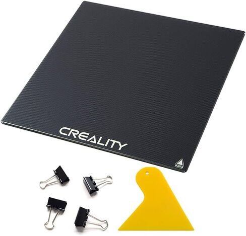 Creality Official CR-10 Platform Tempered Glass Bed with 4 Binder Clips, Removal Tool, 310x310x4mm, 3D Printer Cr-10s/Cr-10 V2 Upgraded Build Plate Printing Surface for Heated Bed in Kuwait