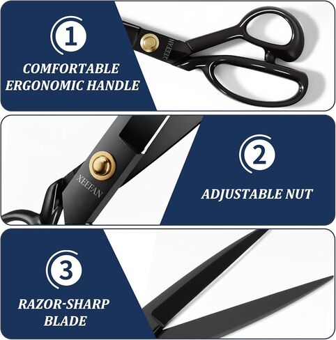 Fabric Scissors 9 Inch Professional Sewing Shears for Fabric,Cloth Cutting Sharp Heavy Duty Scissors Large High Carbon Steel Tailor Shears for Home Office School (9 inch) in Saudi Arabia