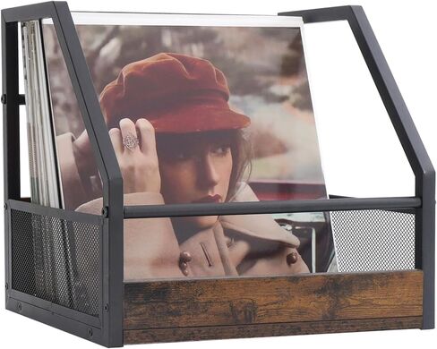 Vinyl Record Storage, 2 Pack Record Holder Wall Mount, Stackable Vinyl Holder for Display, Record Crate, Storage Organizer, Album Storage for LP Crates, Books, Files, Ornaments, Brown VB02V in Saudi Arabia