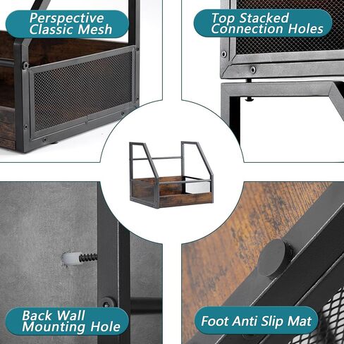 Vinyl Record Storage, 2 Pack Record Holder Wall Mount, Stackable Vinyl Holder for Display, Record Crate, Storage Organizer, Album Storage for LP Crates, Books, Files, Ornaments, Brown VB02V in Saudi Arabia