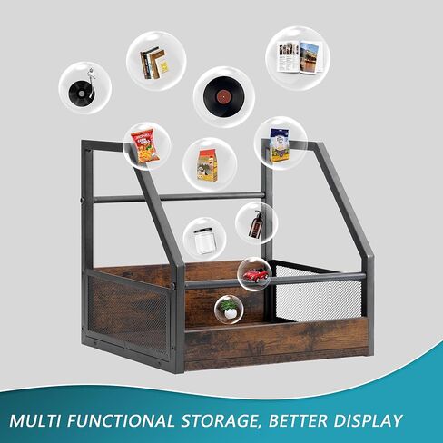 Vinyl Record Storage, 2 Pack Record Holder Wall Mount, Stackable Vinyl Holder for Display, Record Crate, Storage Organizer, Album Storage for LP Crates, Books, Files, Ornaments, Brown VB02V in Saudi Arabia