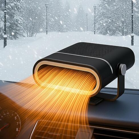 12V Portable Car Heaters for Vehicle, Car Heater and Windshield Defroster and Demister Features Heating Cooling and Air Purification Functions,360° Rotating Cigarette Lighter Port Car Heater - Black in Saudi Arabia