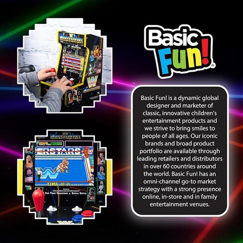 أركيد كلاسيكس - آلة ألعاب سلسلة WWE Counter، 4 ألعاب، شاشة كريستال سائل 8 بوصة - خزانة صغيرة، ألعاب محمولة، ريترو، وحدة تحكم على سطح الطاولة، ديكور الطابق السفلي، كهف الرجل in Kuwait